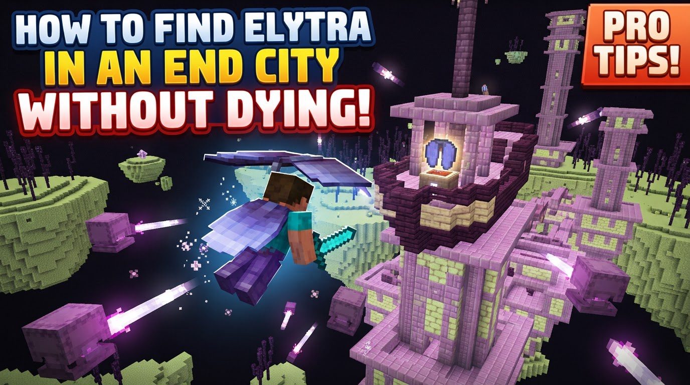 find elytra in an end city without dying in Minecraft
