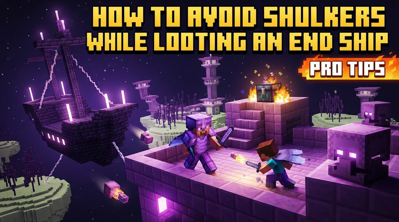 avoid shulkers while looting an end ship in Minecraft