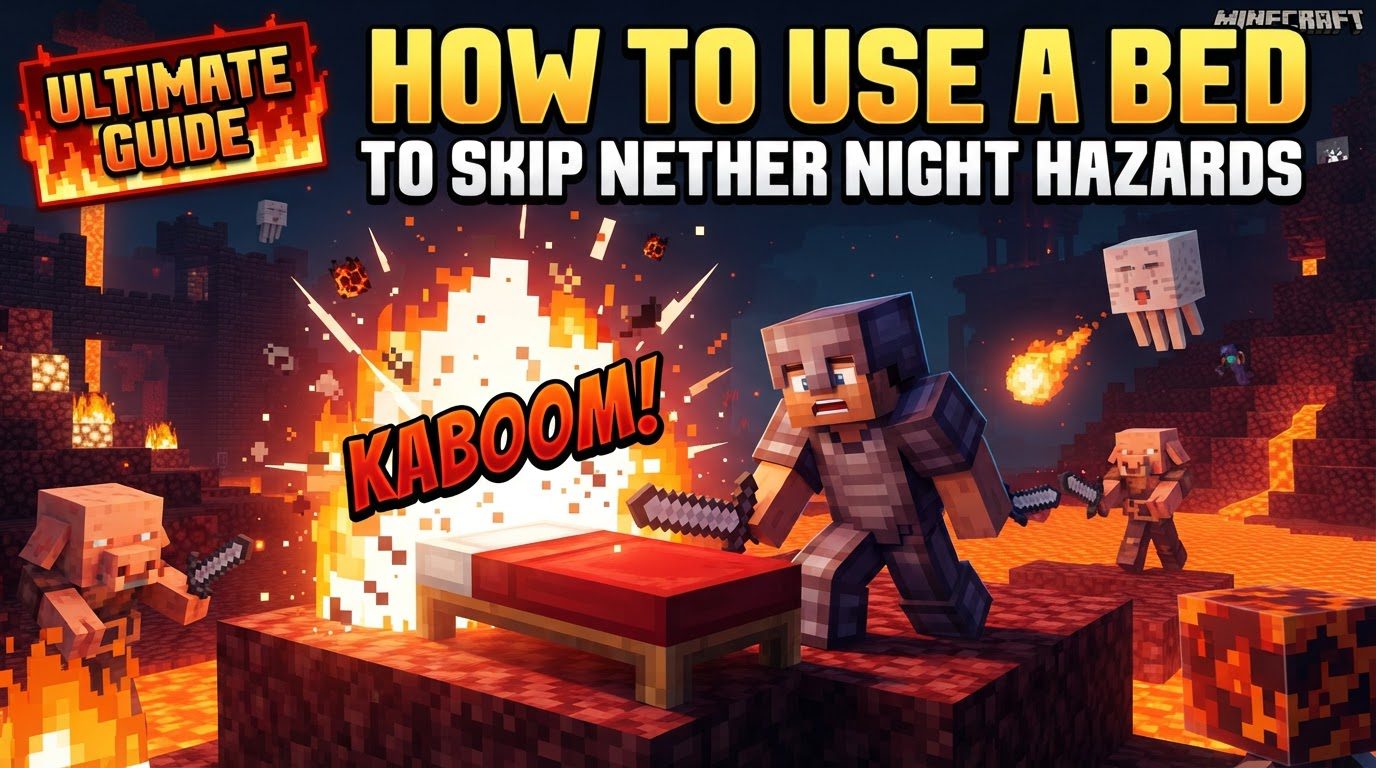 use a bed to skip Nether night hazards in Minecraft