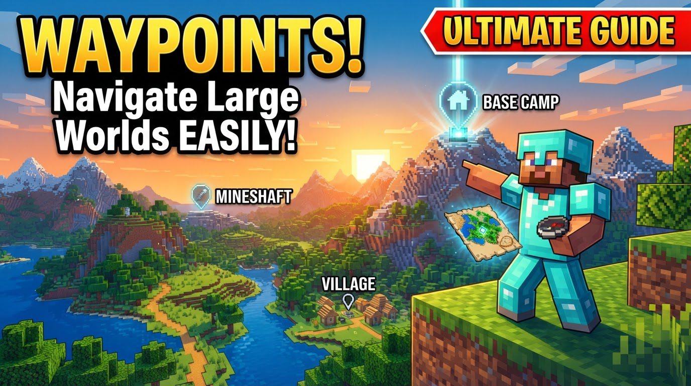 use waypoints to navigate large worlds in Minecraft