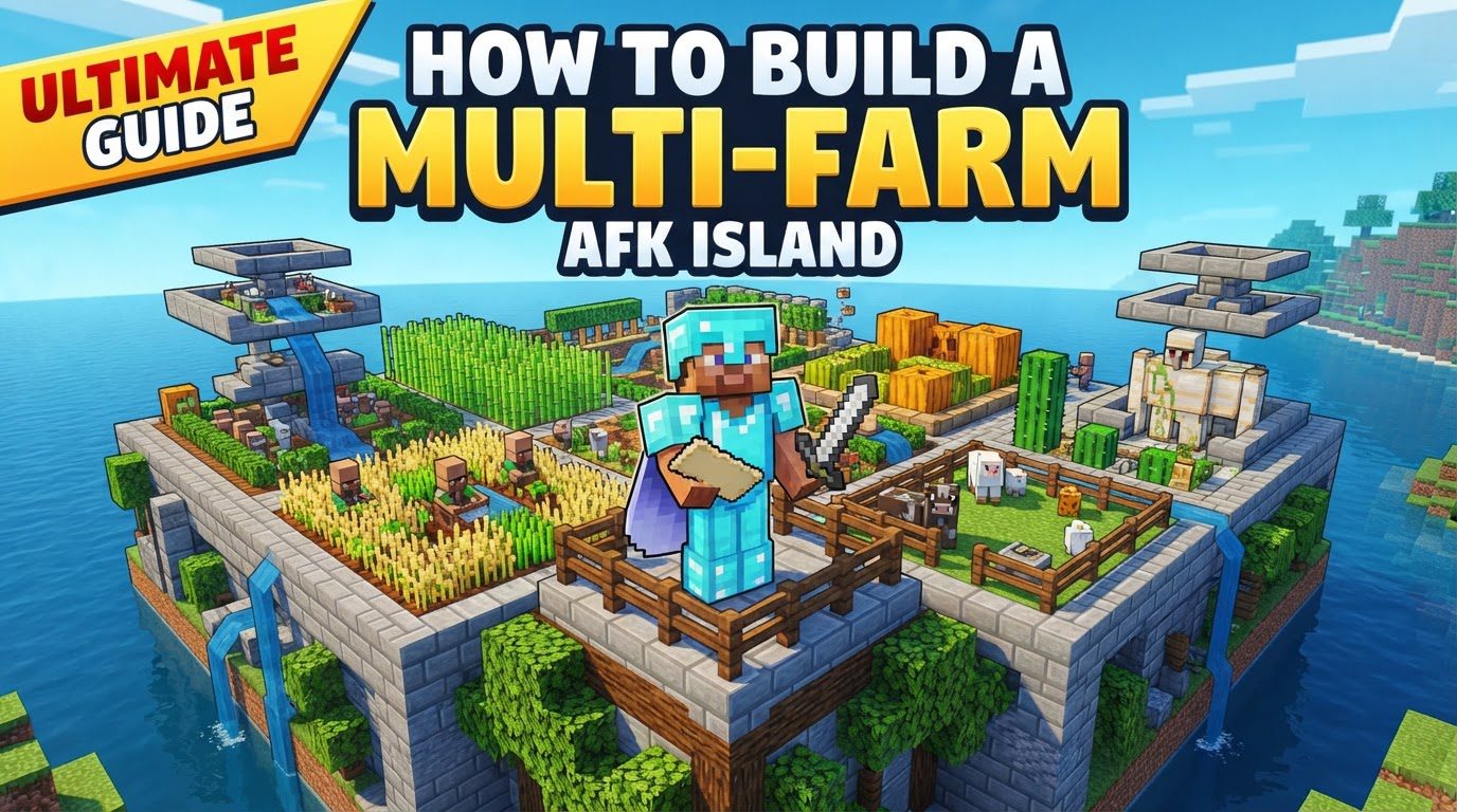 build a multi-farm AFK island in Minecraft