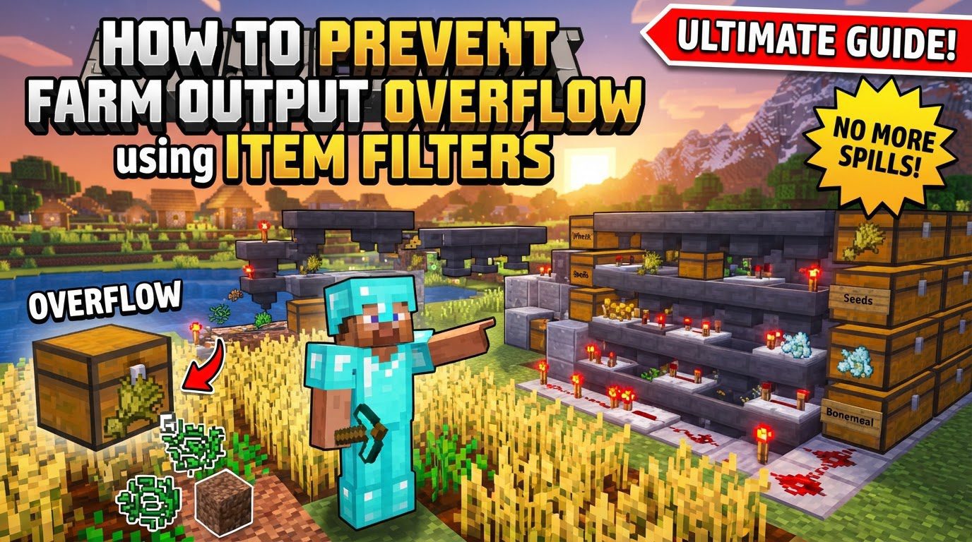 prevent farm output overflow using item filters in Minecraft