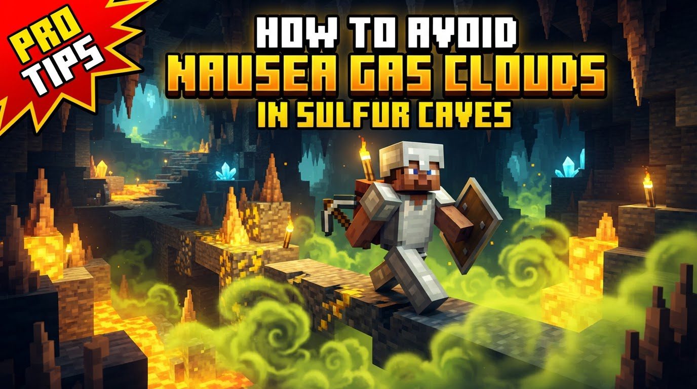 avoid nausea gas clouds in sulfur caves in Minecraft