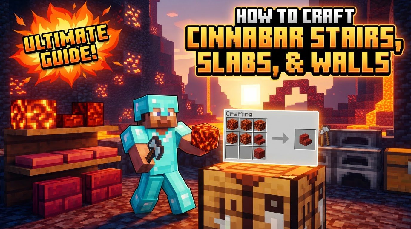 craft cinnabar stairs, slabs, and walls in Minecraft