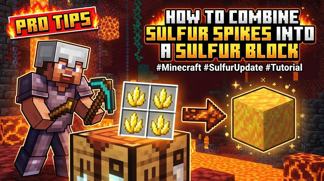 combine sulfur spikes into a sulfur block in Minecraft
