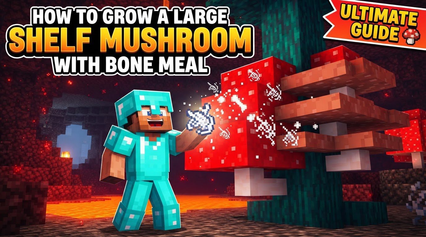 grow a large shelf mushroom with bone meal in Minecraft