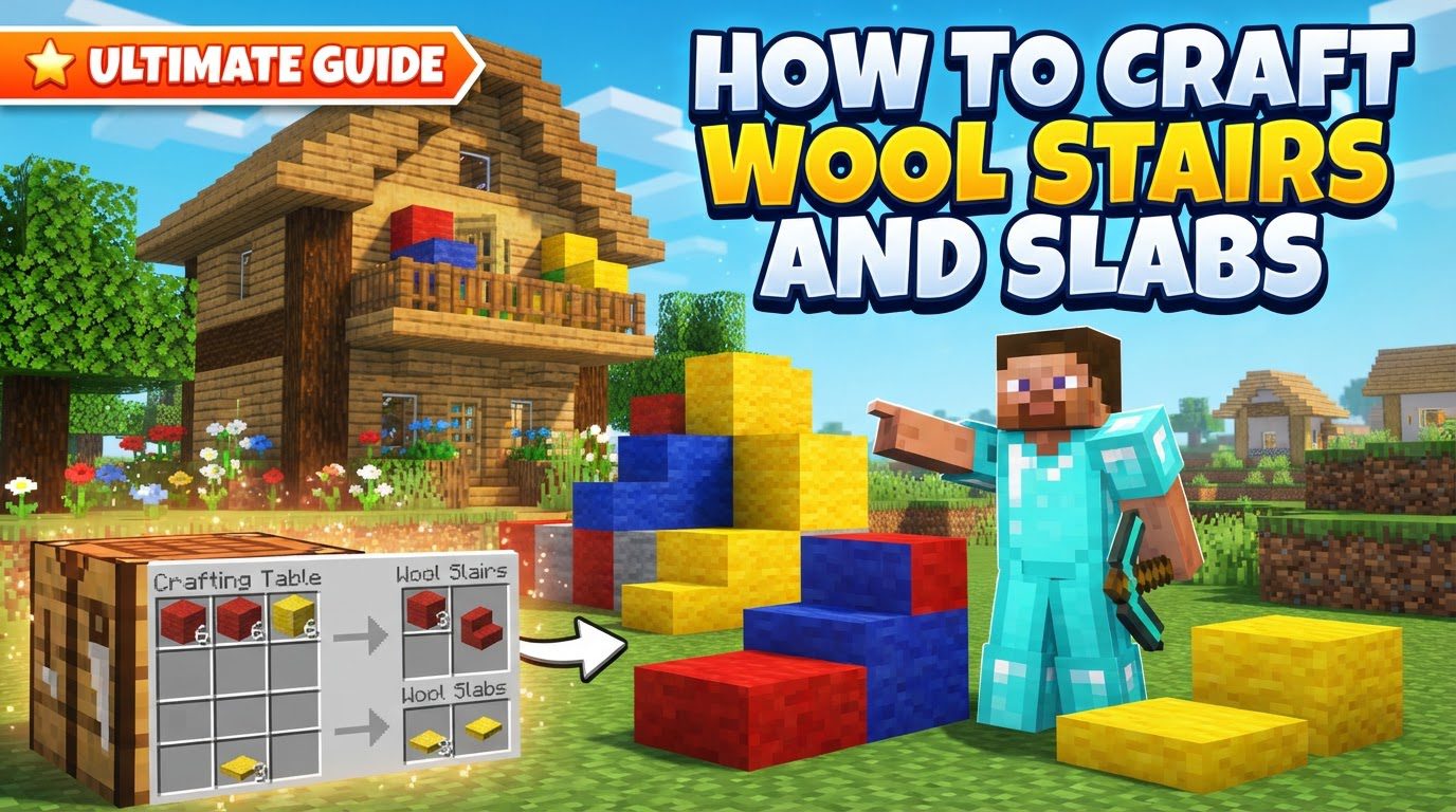 How to craft wool stairs and slabs