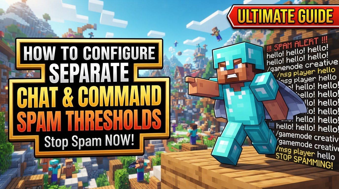 configure separate chat and command spam thresholds in Minecraft
