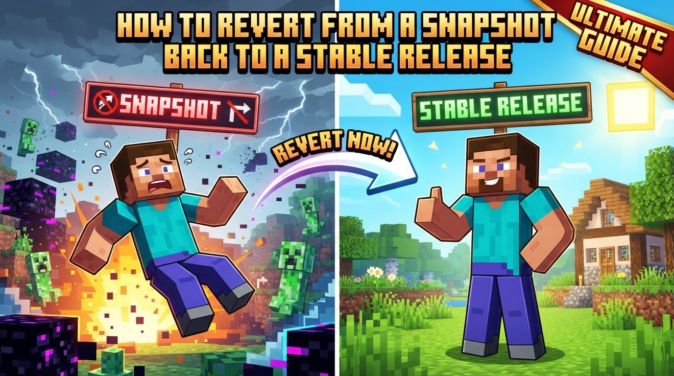 revert from a snapshot back to a stable release in Minecraft