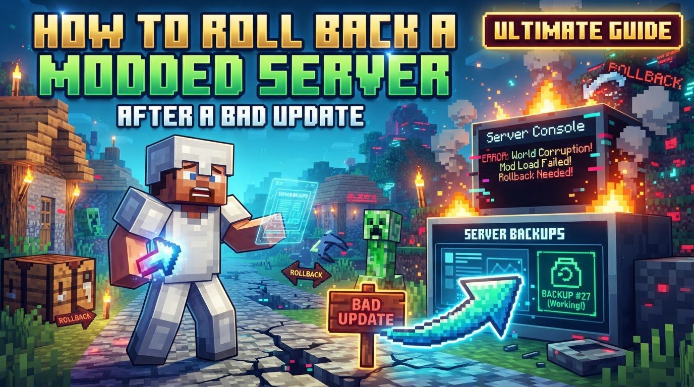 roll back a modded server after a bad update in Minecraft
