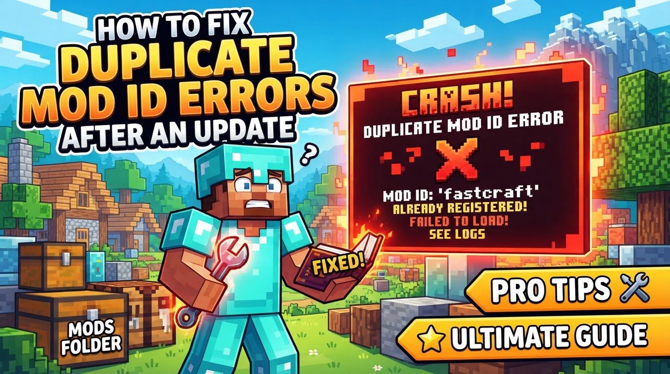 fix duplicate mod ID errors after an update in Minecraft