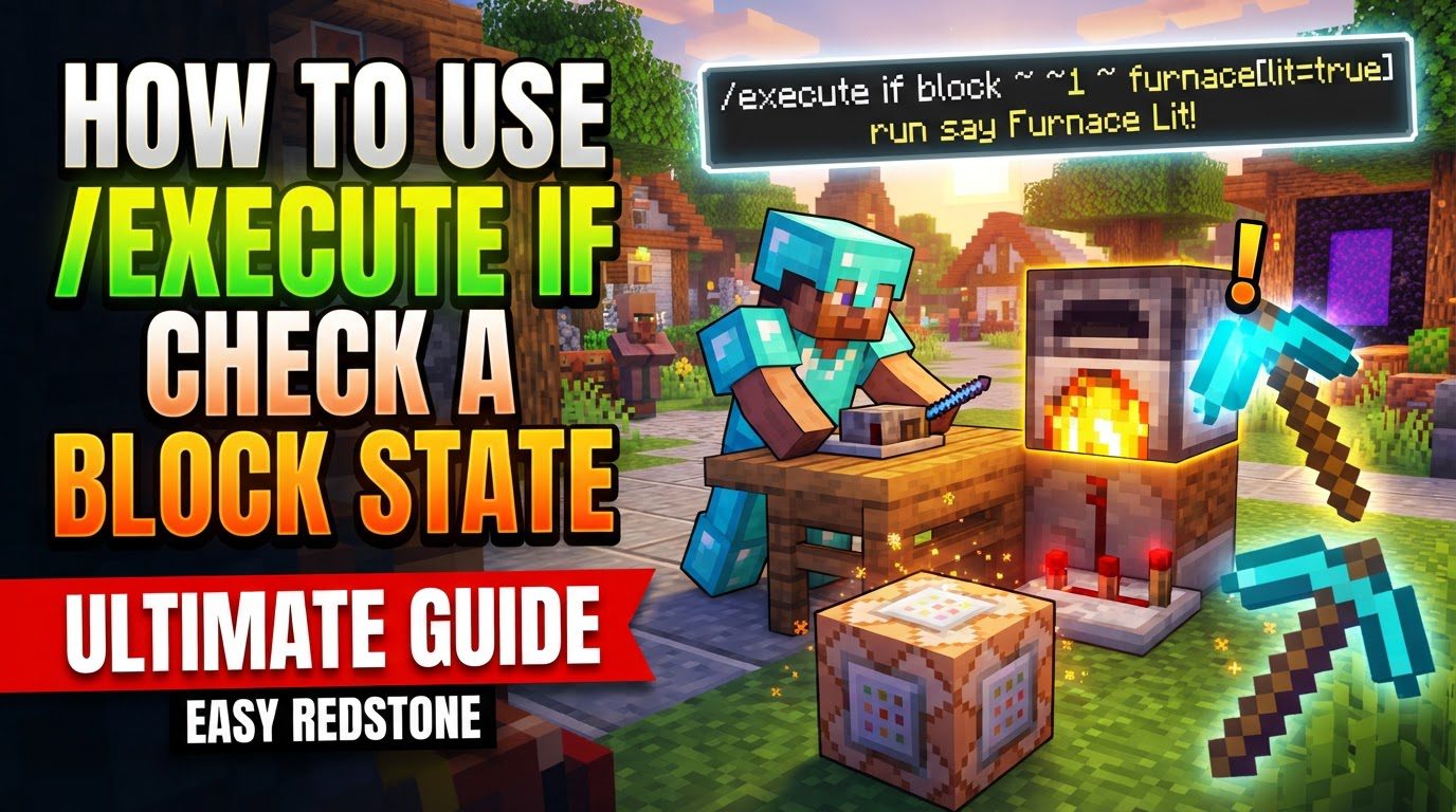 use /execute if to check a block state in Minecraft