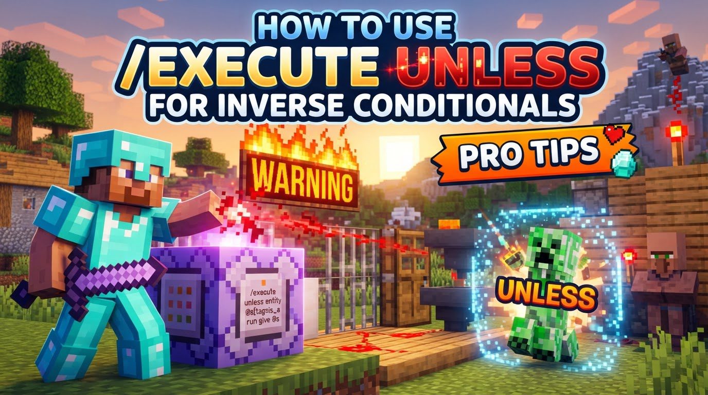 use /execute unless for inverse conditionals in Minecraft