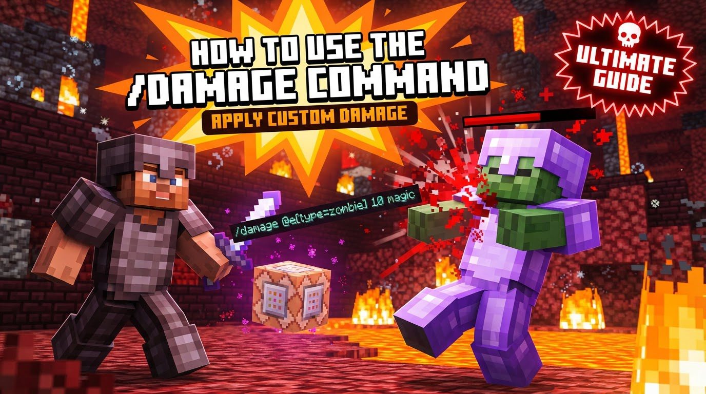 use the /damage command to apply custom damage in Minecraft