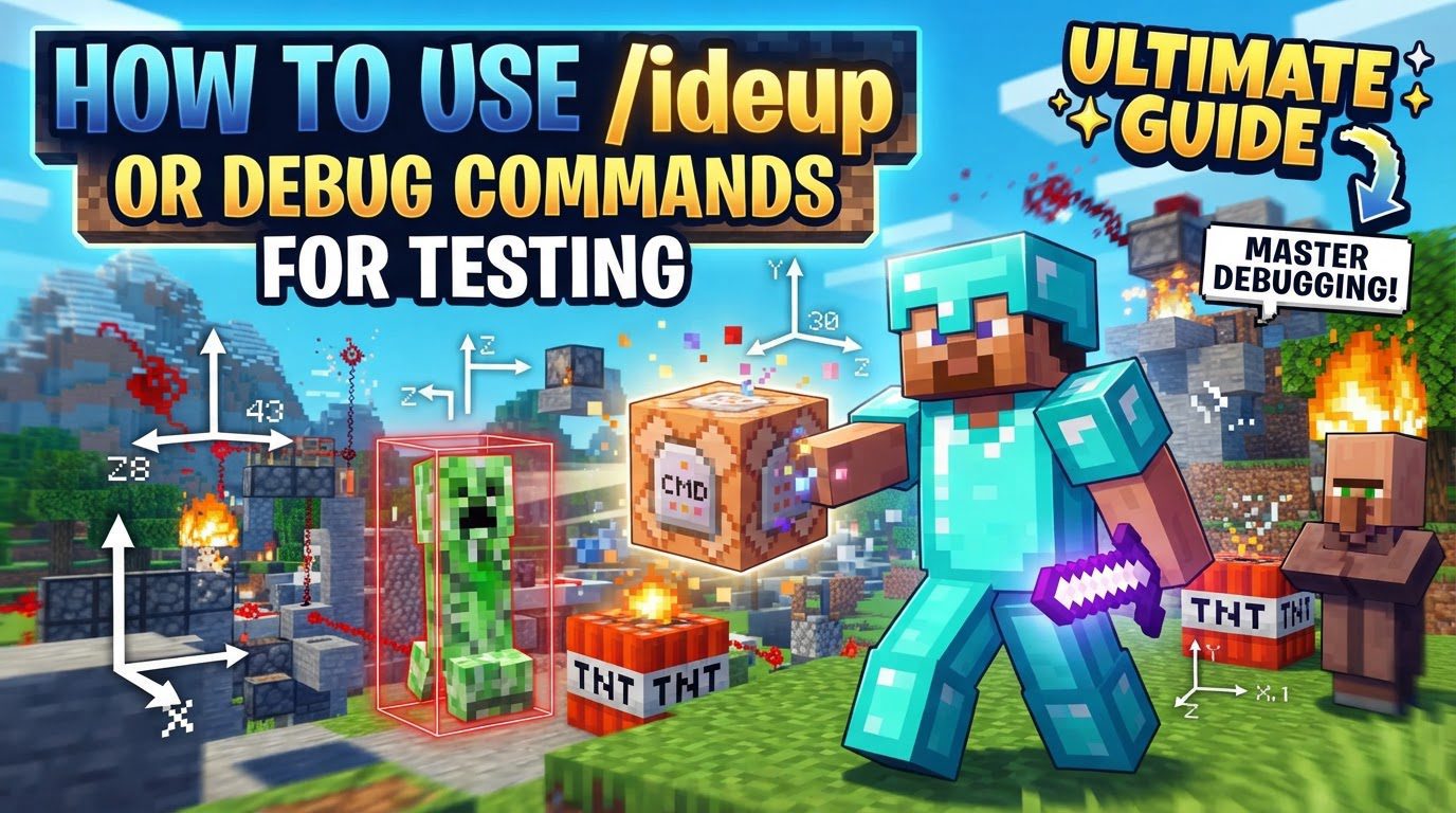 use /ideup or debug commands for testing in Minecraft