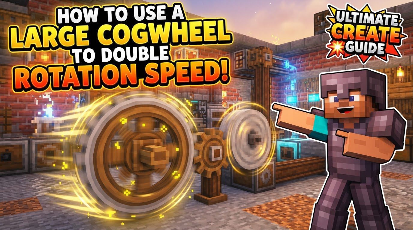 use a Large Cogwheel to double rotation speed in Minecraft