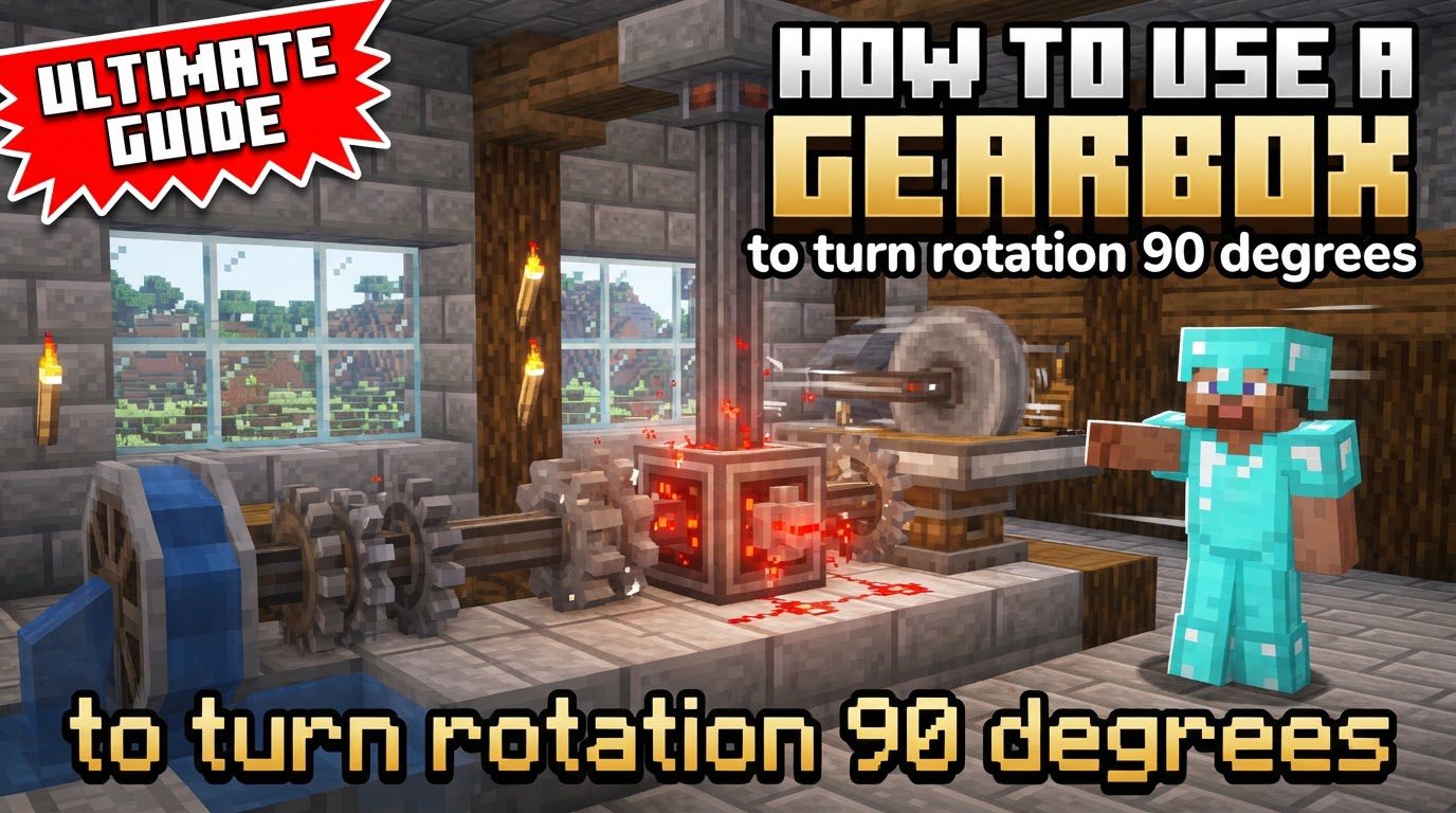 use a Gearbox to turn rotation 90 degrees in Minecraft