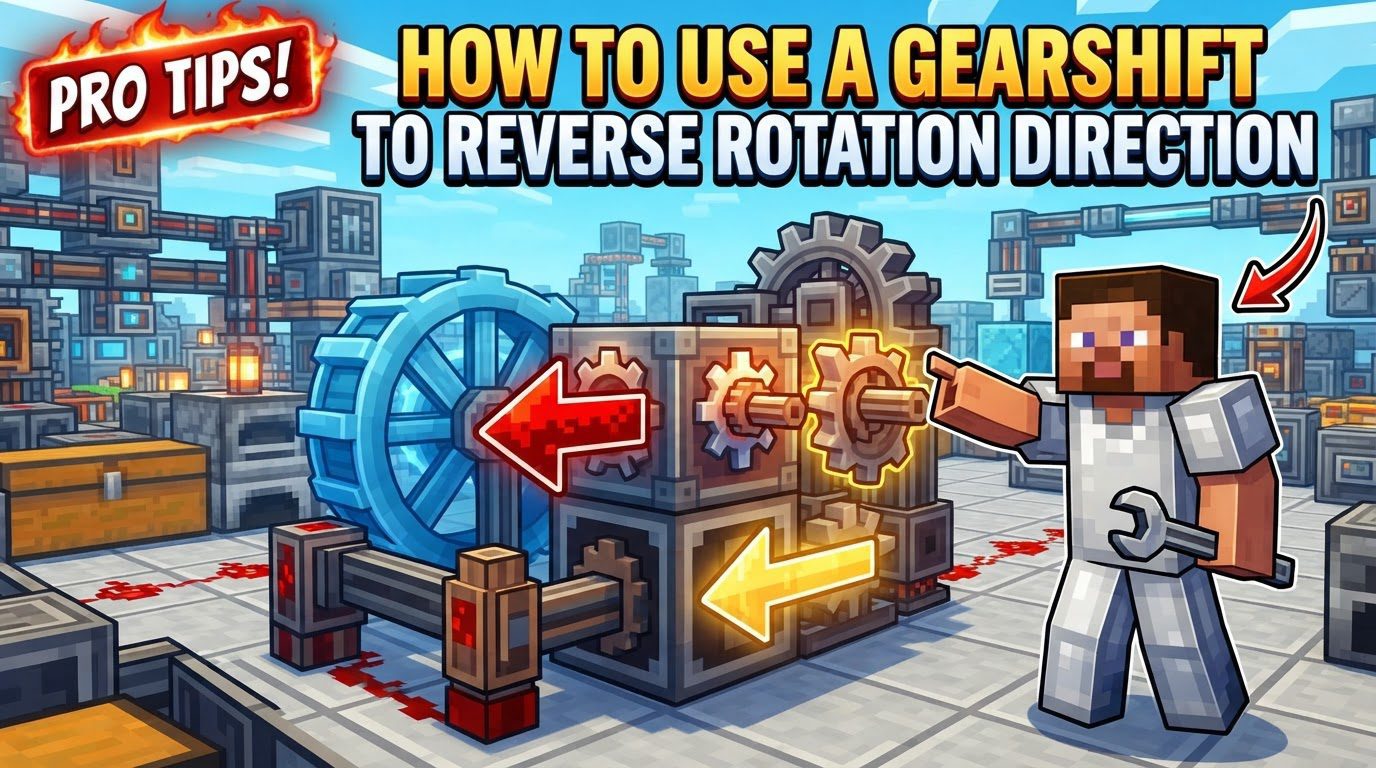 use a Gearshift to reverse rotation direction in Minecraft