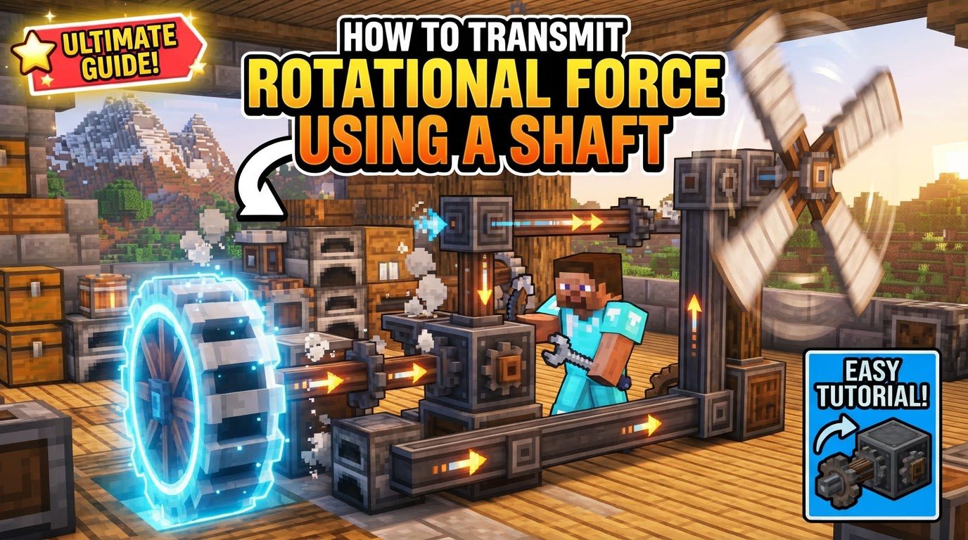 transmit rotational force using a Shaft in Minecraft