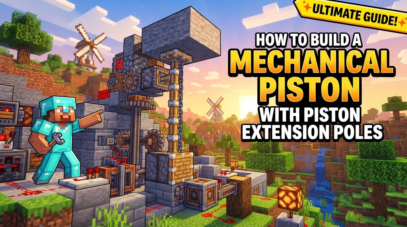 build a Mechanical Piston with Piston Extension Poles in Minecraft