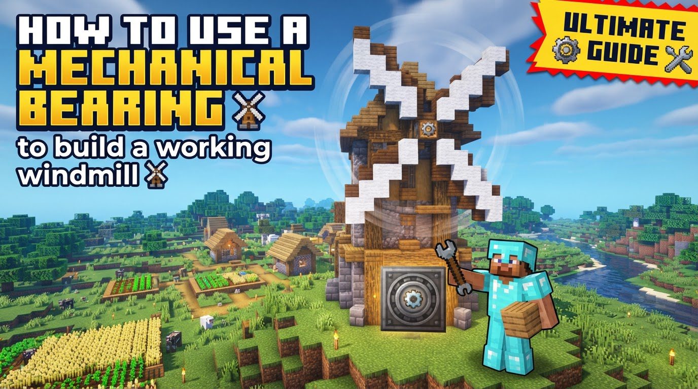 use a Mechanical Bearing to build a working windmill in Minecraft