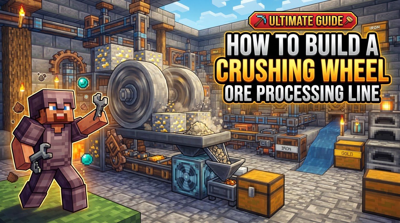 build a Crushing Wheel ore processing line in Minecraft