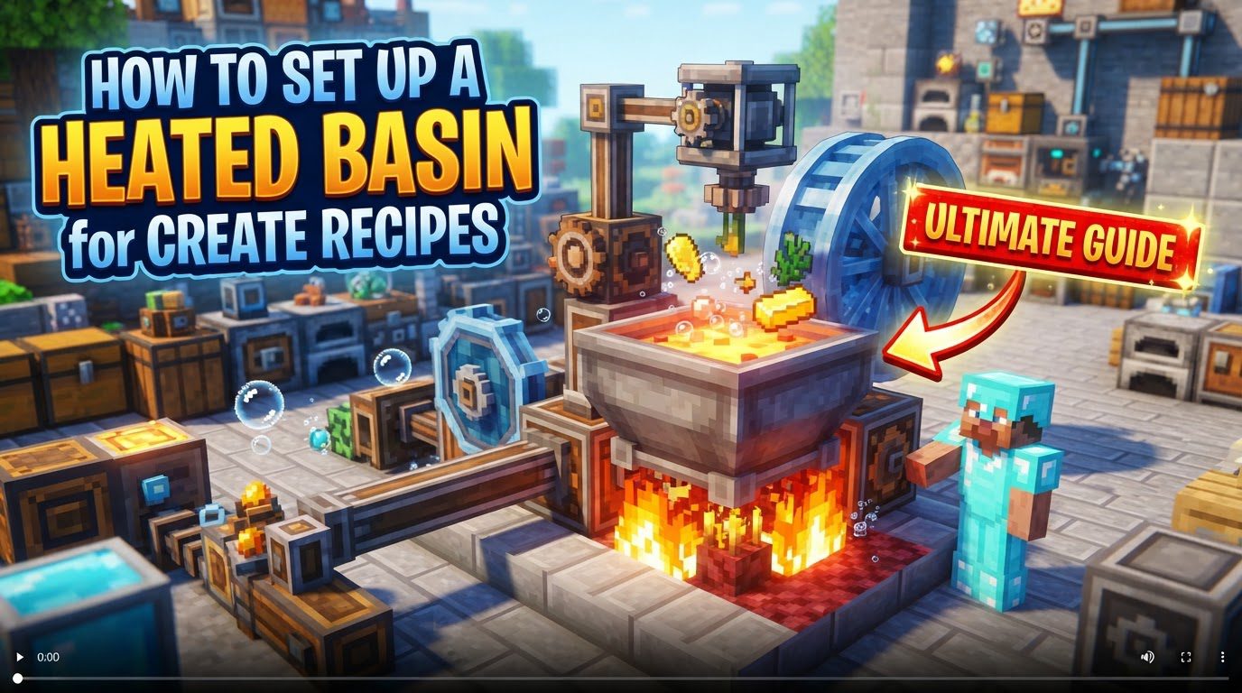 set up a Heated Basin for Create recipes in Minecraft