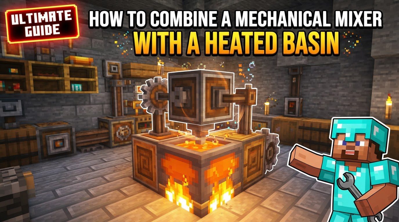 combine a Mechanical Mixer with a Heated Basin in Minecraft