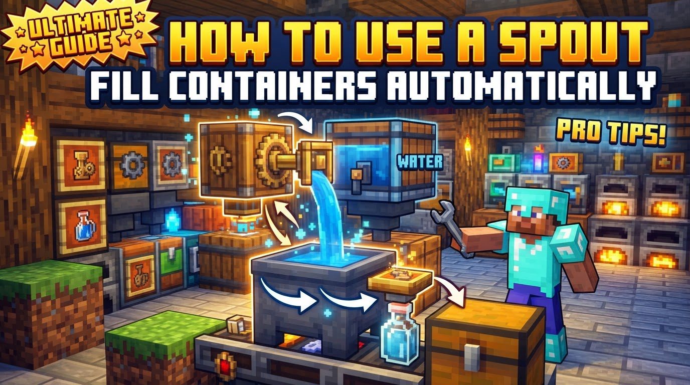 use a Spout to fill containers automatically in Minecraft