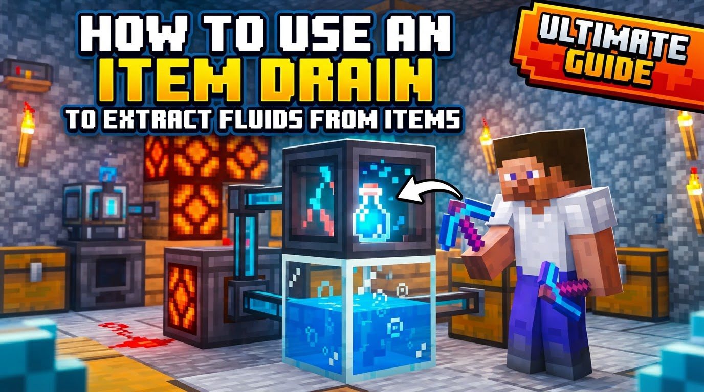 use an Item Drain to extract fluids from items in Minecraft