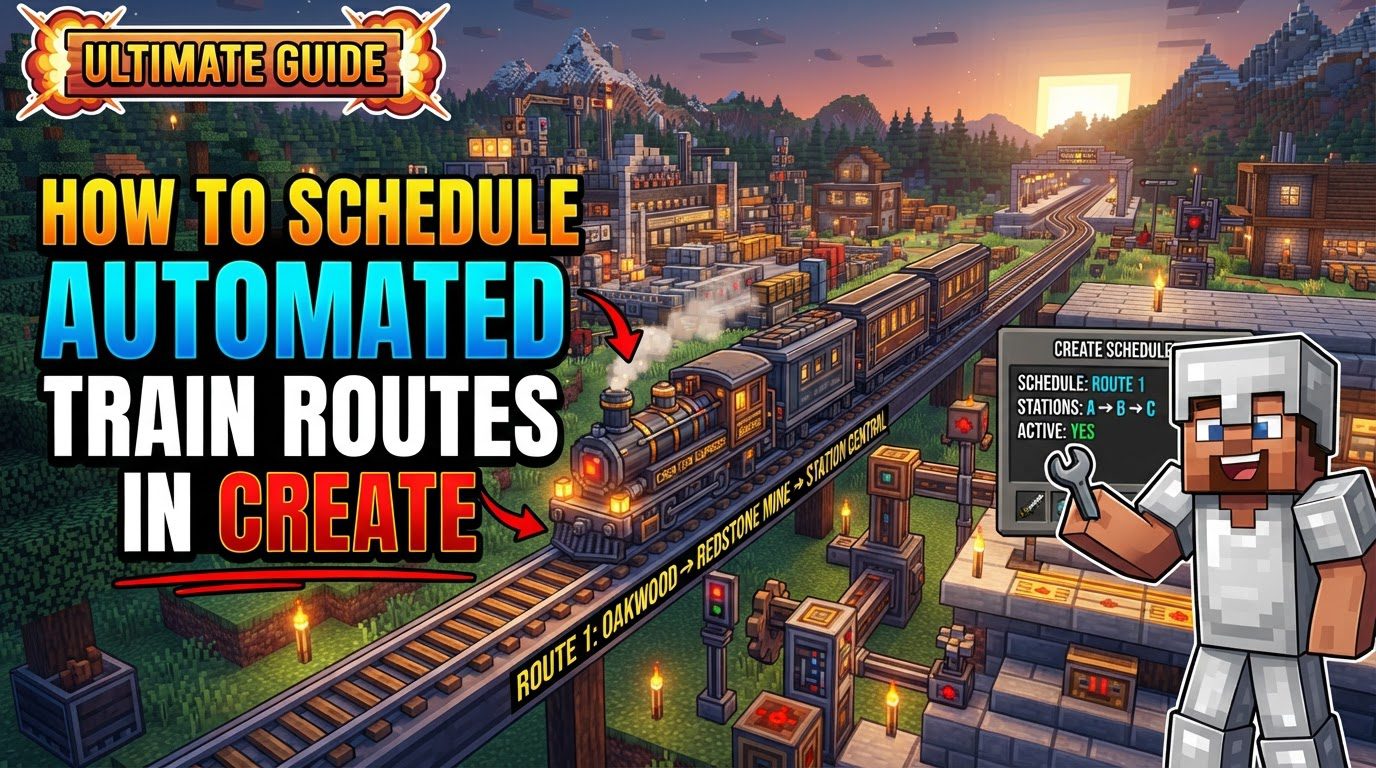 schedule automated train routes in Create in Minecraft