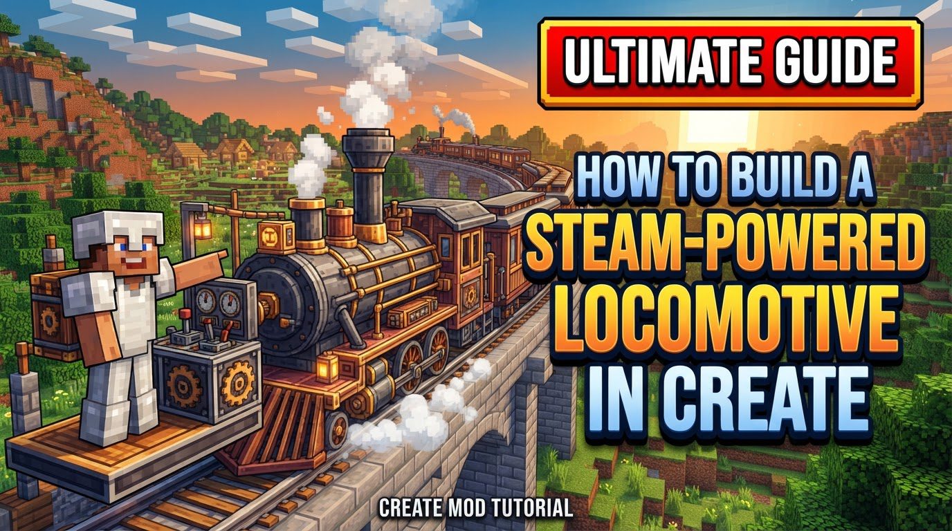 build a steam-powered locomotive in Create in Minecraft