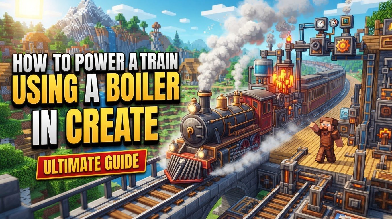 power a train using a Boiler in Create in Minecraft