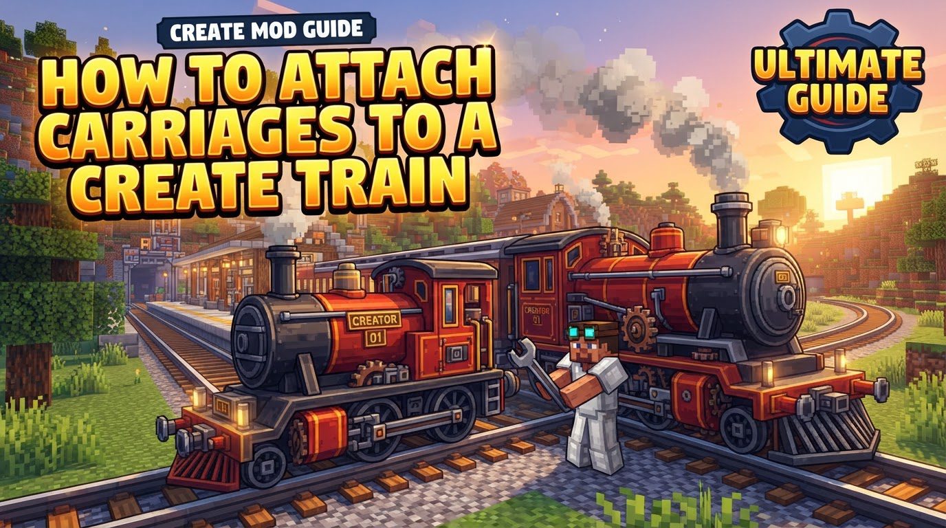 attach carriages to a Create train in Minecraft