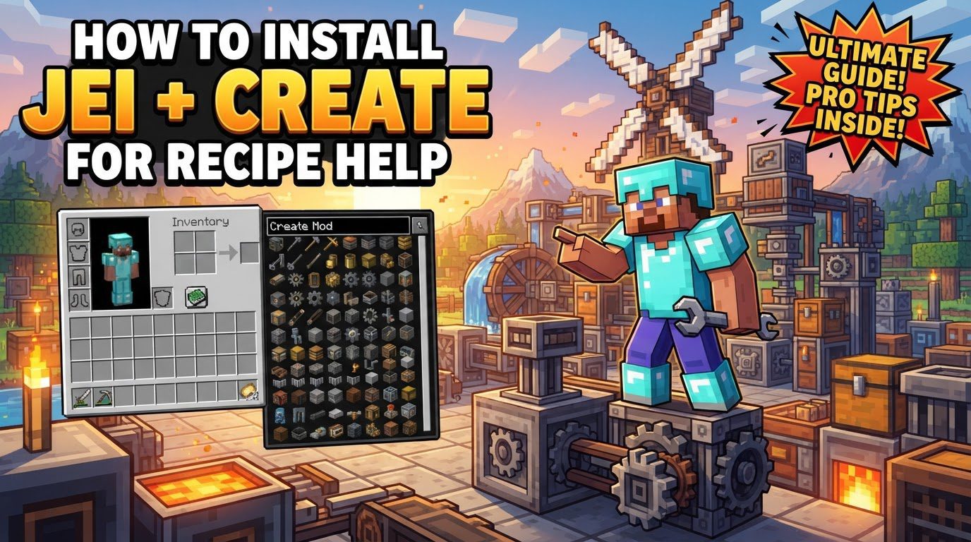 install JEI alongside Create for recipe help in Minecraft