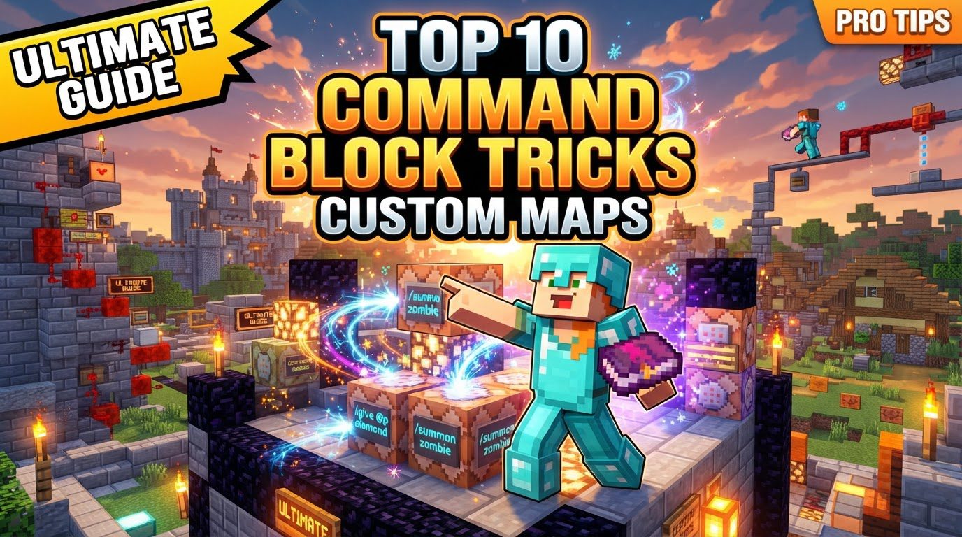 A player standing in front of a wall of colorful command blocks, with redstone dust and levers leading to them, illuminating a complex control panel.