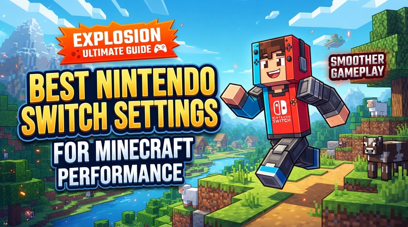 A Minecraft player character standing in a simplified blocky world with clear skies and solid-looking trees, showcasing optimized graphics.