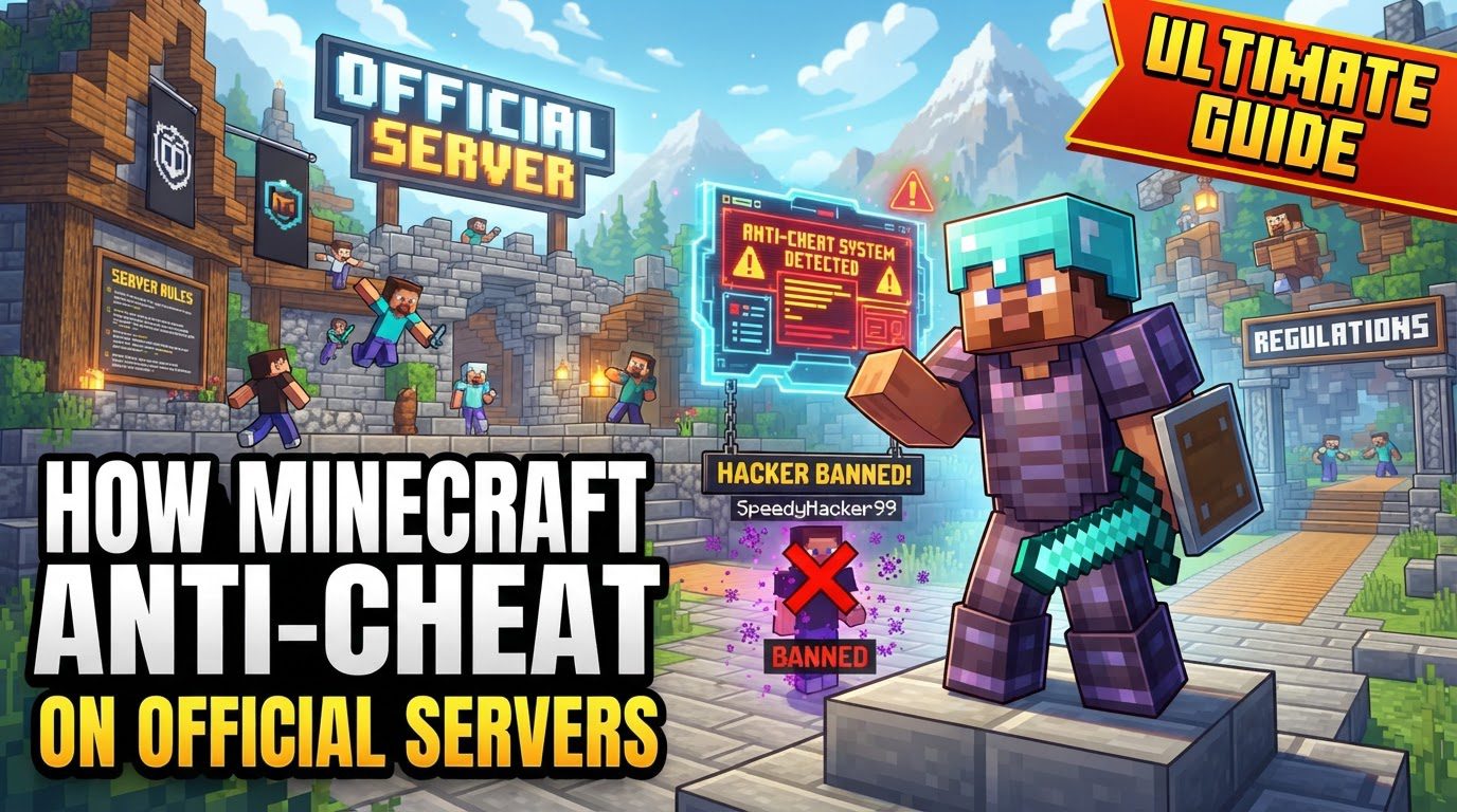 A server administrator monitoring a complex dashboard displaying real-time player data and anti-cheat alerts in a Minecraft server environment.