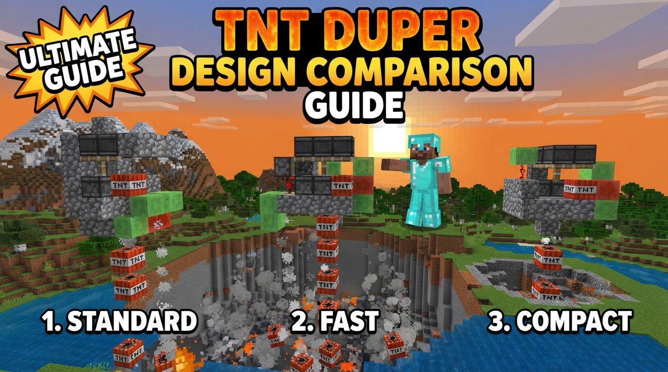 A complex redstone contraption with pistons, slime blocks, a detector rail with a minecart, a TNT block, and a coral fan, poised to duplicate TNT, against a backdrop of a large excavated area.