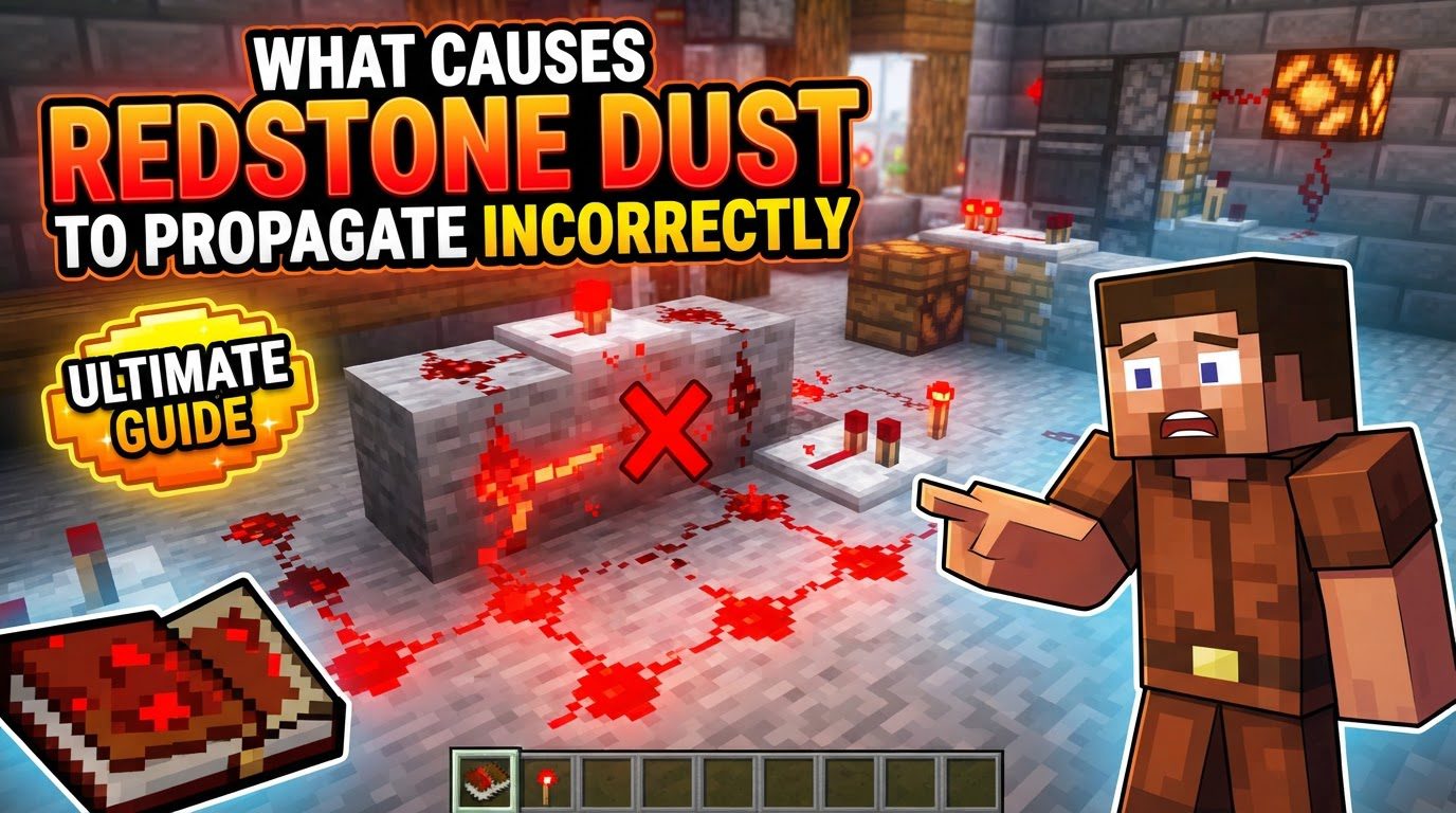 A complex redstone circuit laid out on a flat grass plain, with redstone dust lines, repeaters, and pistons visible, some components powered and glowing.