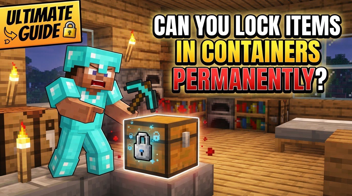 A hidden chest behind a redstone-activated piston door, with a sign-locked chest next to it.