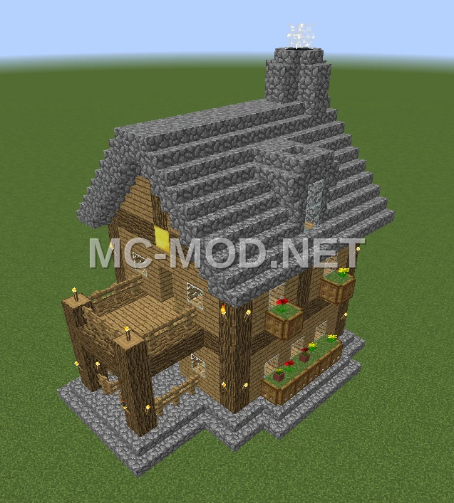 Two Story House With Attic And Balcony