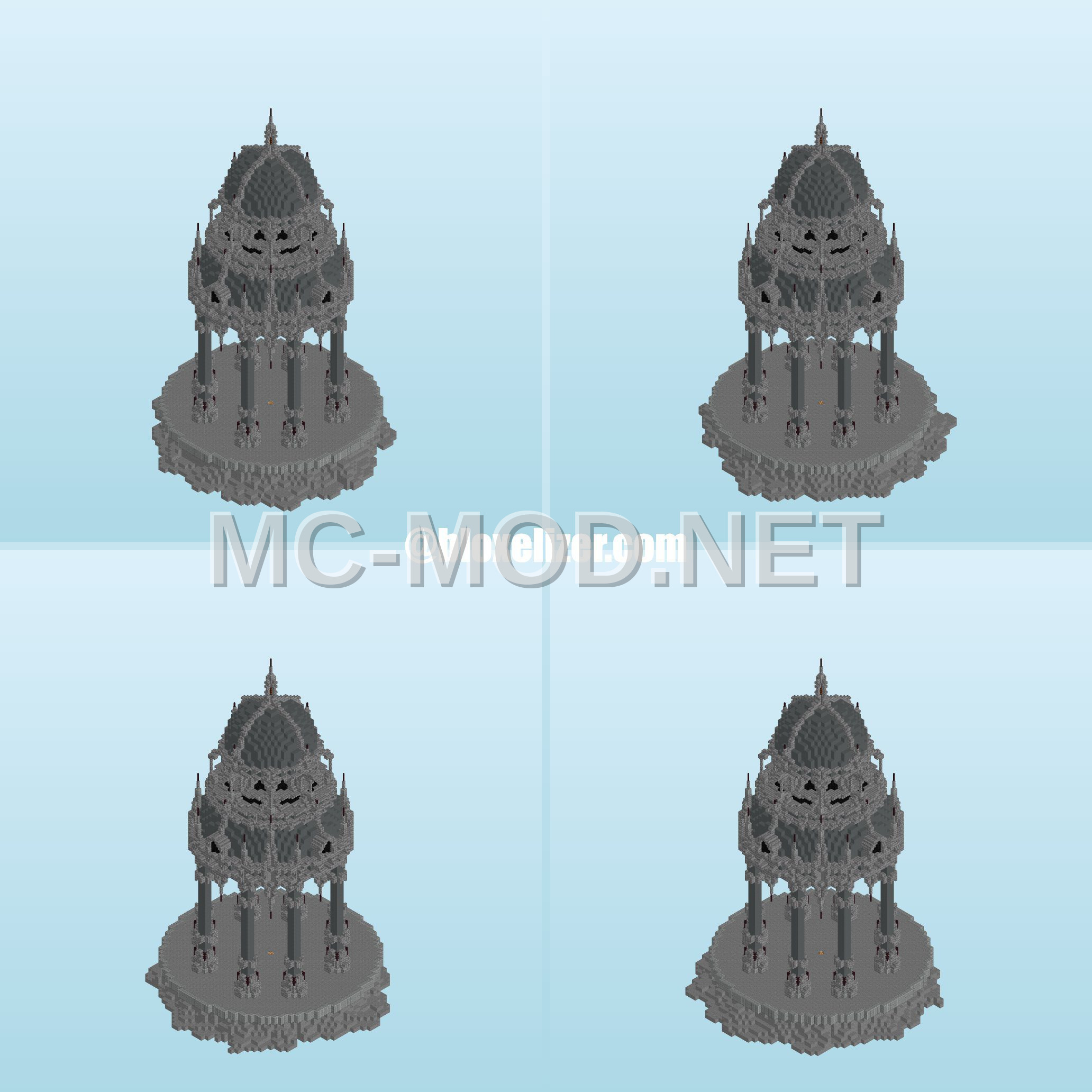 Ancient Temple Structure – Stone & Cyan Terracotta
