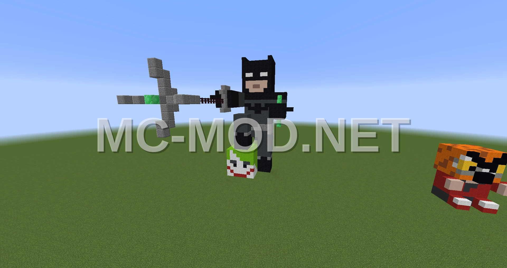 Batman Statue on Joker Head
