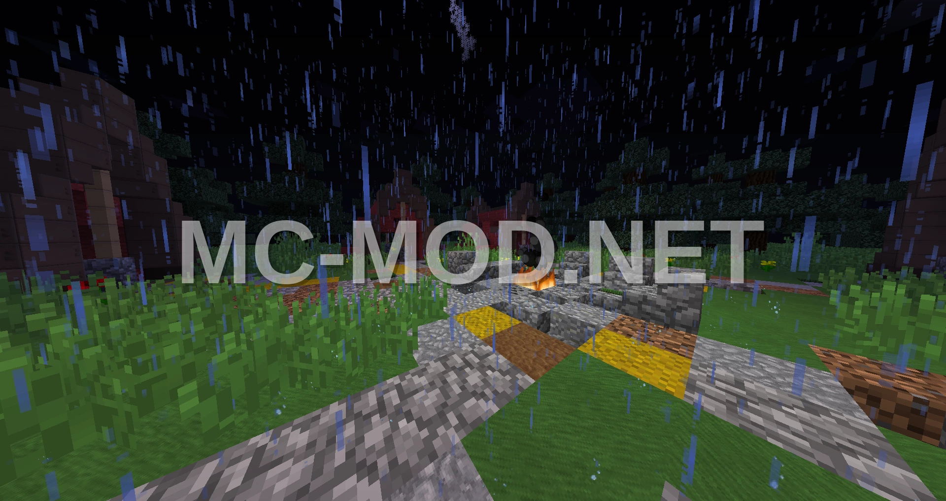 Campfire and Mine Entrance