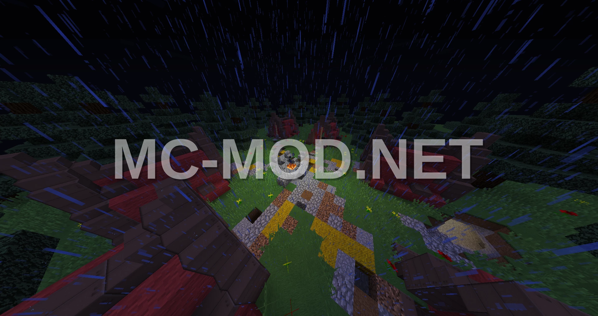 Campfire and Mine Entrance