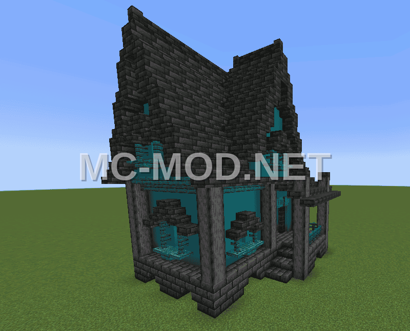 Medieval Blue House with Interior