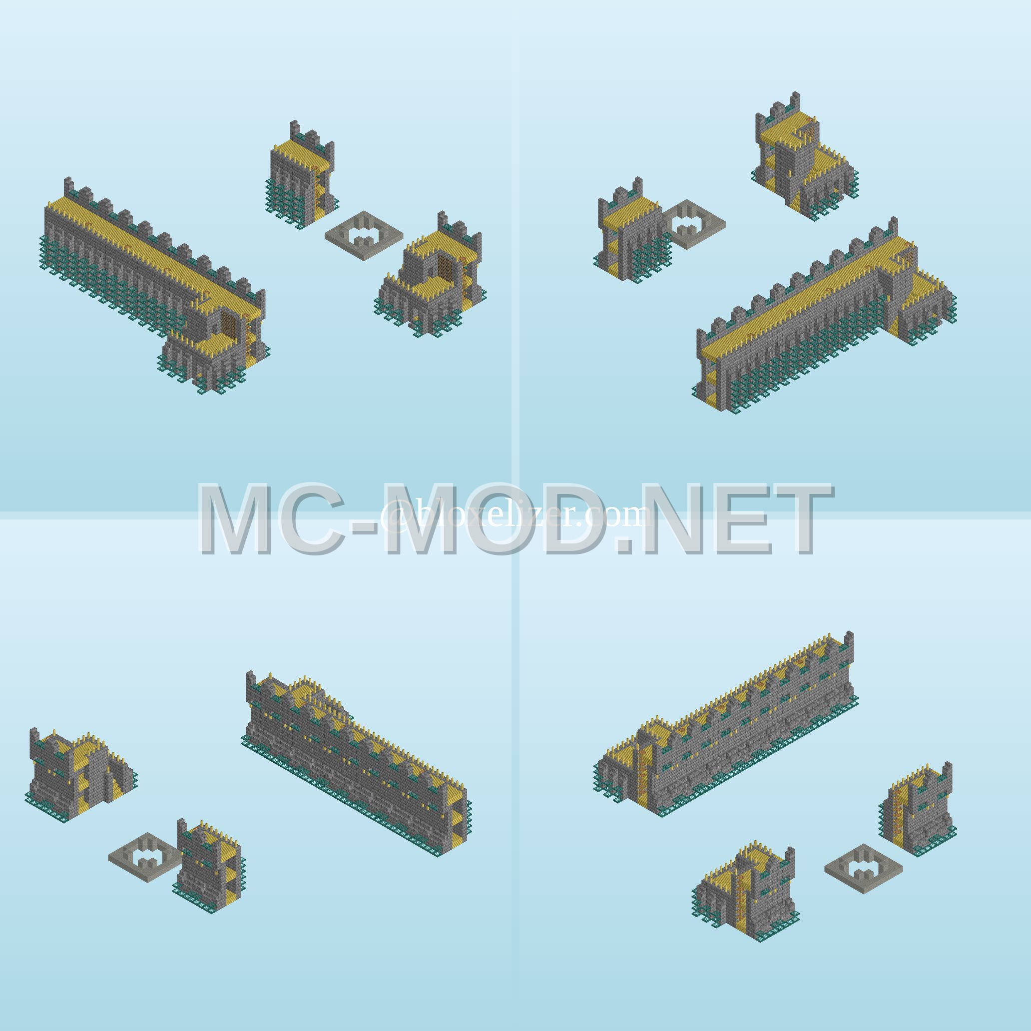 Castle Wall Sections With Unfinished Turret