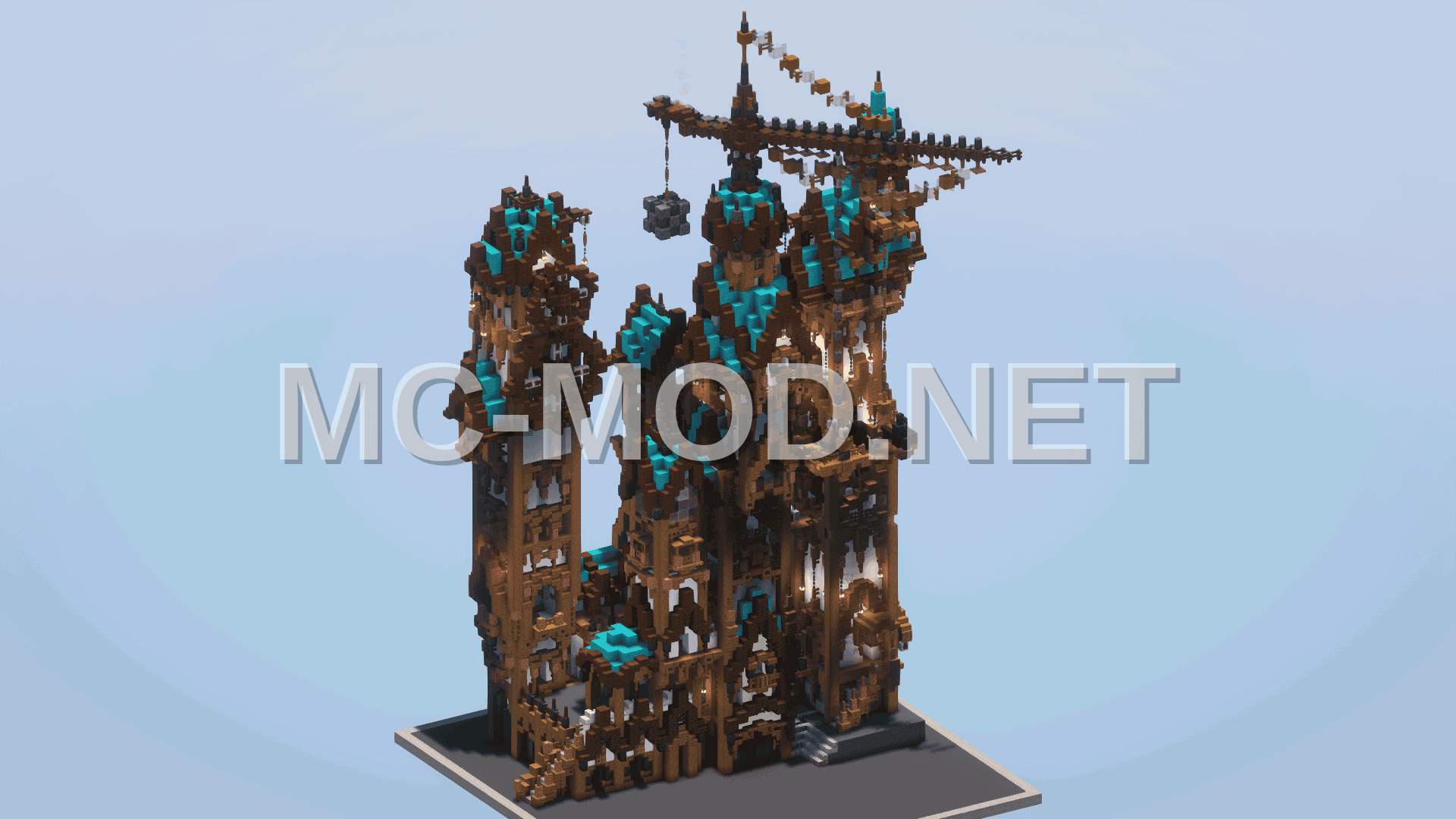 Cyan Steampunk Mansion