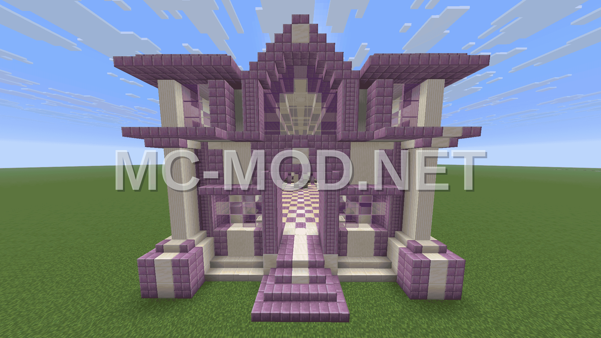 Elegant Purple White Trading Hall
